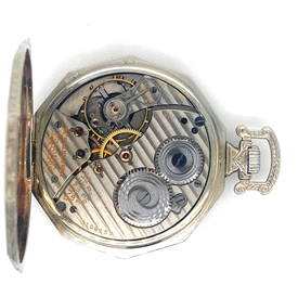 Rare 10 Sided Art Deco Hamilton 14K White Gold Pocket Watch # 3108255 17 Jewels