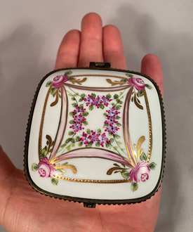 Large Limoges Hand Painted Porcelain Trinket Box