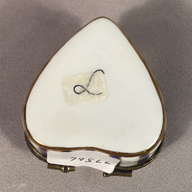 Heart shaped Limoges trinket box signed in script L for Limoges on the underside