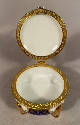 Leonardo collection porcelain footed box gilt metal hand painted decoration