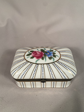 Very large hand painted porcelain trinket box 