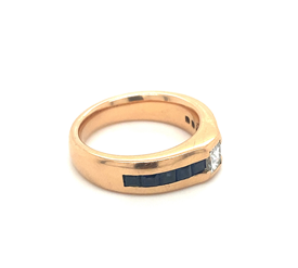 Vintage Designer 18K Rose Gold Diamonds Sapphire Ring