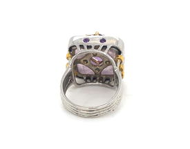 Vintage Amethyst Diamond 14K Multicolor Gold Ring