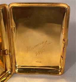 Antique Russian Silver Gilt Cigarette Box inscribed 1892 stamped 84 with a star