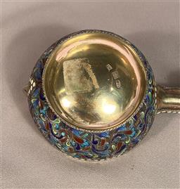 Antique Russian Silver and Enamel Kovsh 
