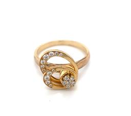 Vintage Norman Teufel Kinetic Spinning Diamond 14K Gold Ring