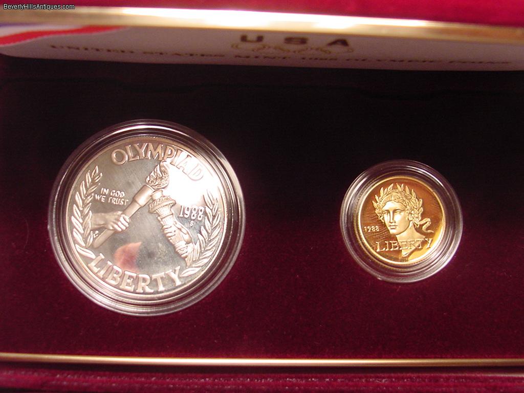 1988 Us Mint Olympic Proof Coins Gold And Silver Ebay